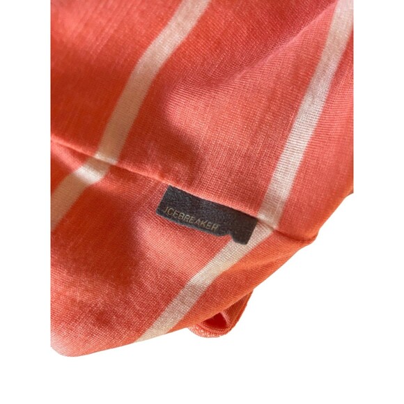 Icebreaker Womens Merino Wool T-Shirt Size M Coral Striped Sustainable Granola - Picture 4 of 11